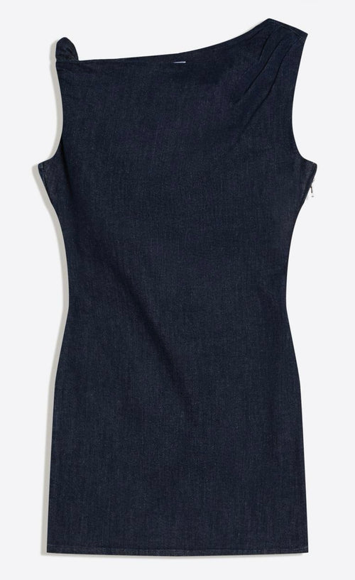 Denim Kumaş Asimetrik Elbise