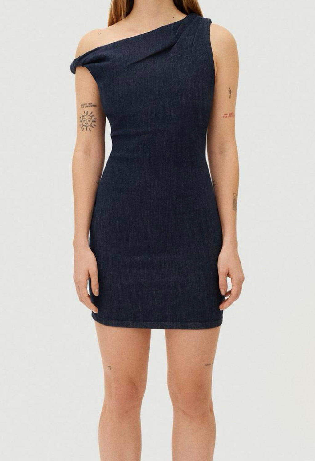 Denim Kumaş Asimetrik Elbise